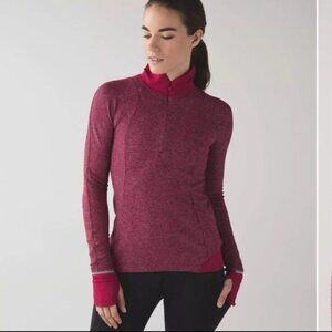 Lululemon Runderful 1/2 Zip Mini Check Pique Bordeaux Drama Heathered‎ Berry